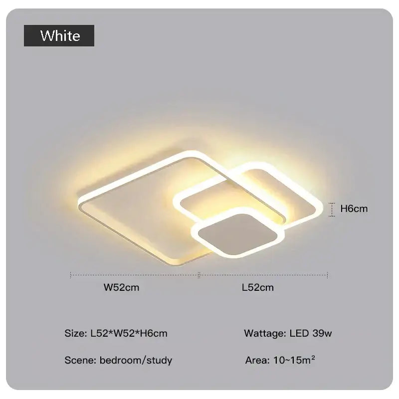 Decorbites led chandelier modern white led ceiling lamp with layered rectangular design for living room and bedroom