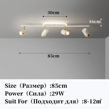 Modern white and gold decorbites led chandelier with four adjustable spotlights for living room and bedroom decor