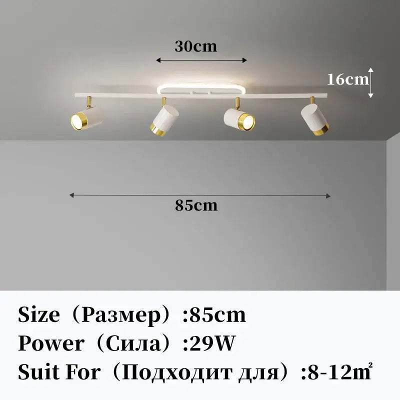 Modern white and gold decorbites led chandelier with four adjustable spotlights for living room and bedroom decor