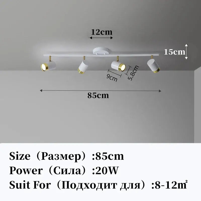 White decorbites led chandelier with gold-finished adjustable spotlights for living room and bedroom ceiling decor