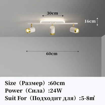 Modern white and gold decorbites led chandelier with three adjustable spotlights for living room and bedroom ceiling decor