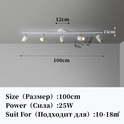 White and gold modern decorbites led chandelier with four adjustable spotlights for living space ceiling decor