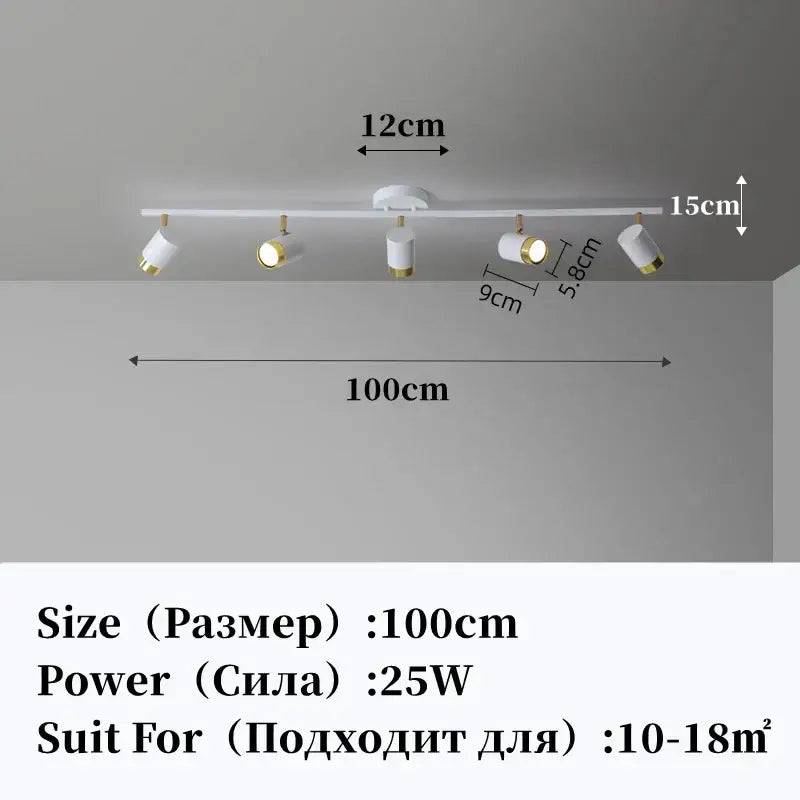 White and gold modern decorbites led chandelier with four adjustable spotlights for living space ceiling decor