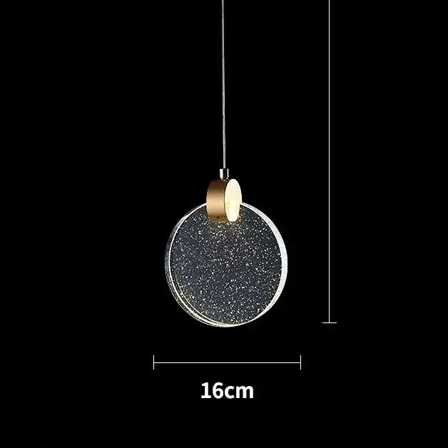 DecorBites™ led crystal pendant light with black speckled glass shade and gold hardware for bedroom and bathroom