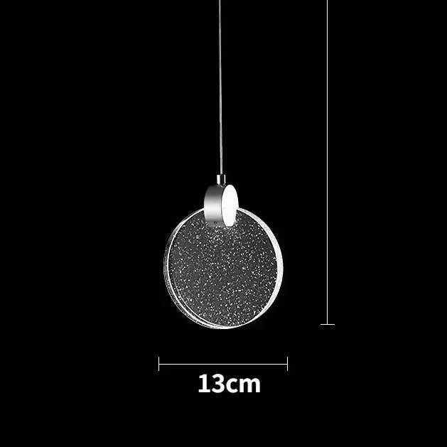 DecorBites™ led crystal pendant light with a black glass shade and chrome accents for bedroom and bathroom use