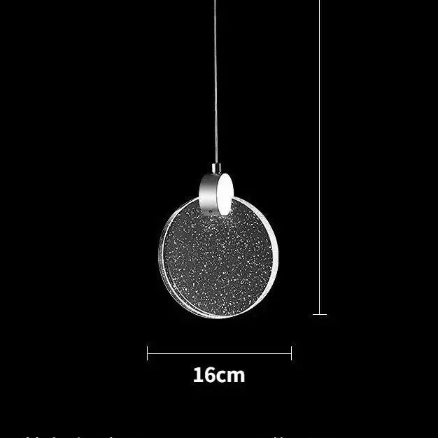 DecorBites™ led crystal pendant light with a black textured glass face and silver frame for bedroom and bathroom use