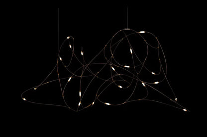 Modern abstract decorbites™ led firefly chandelier with slender metallic wires and warm-toned leds for hotel and kitchen
