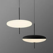 Decorbites led flying saucer pendant lights with black rods and frosted glass shades for dining room and living room