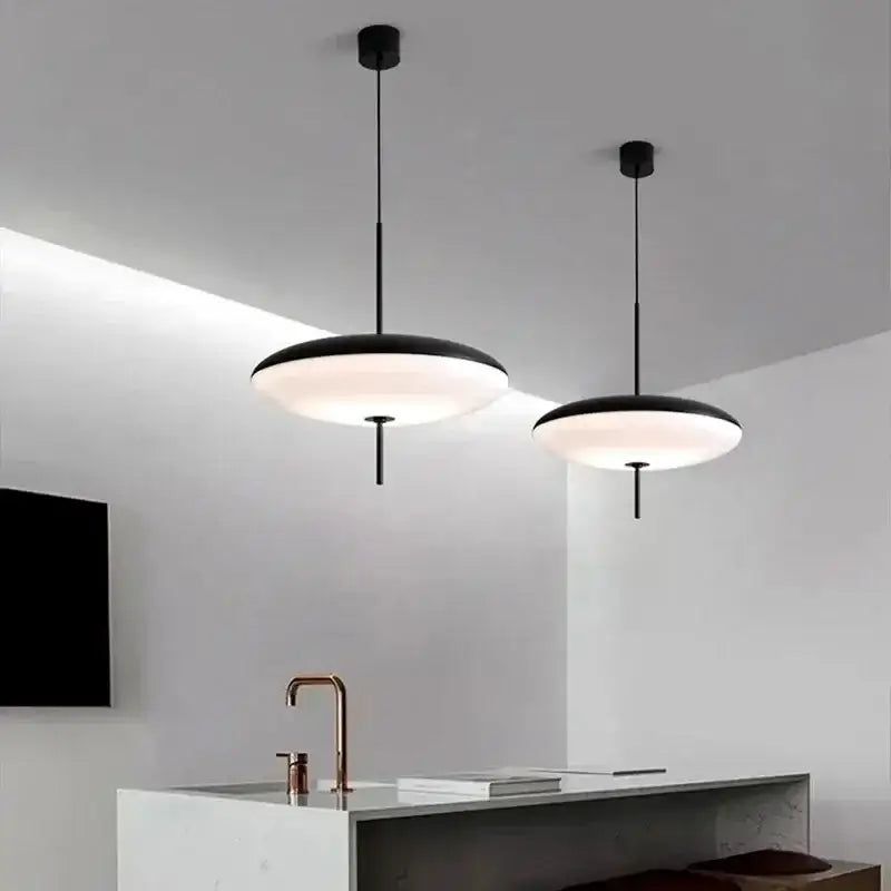 Modern black pendant lights with frosted glass shades from decorbites led flying saucer for dining room and living room