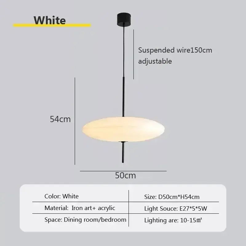 White oval pendant light with iron art frame and acrylic shade by decorbites led flying saucer pendant lights