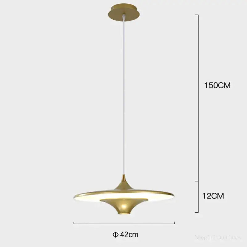 Gold-toned decorbites led flying saucer pendant lights with sleek disc design and frosted glass diffuser for indoor use