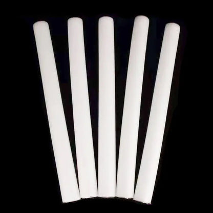 Five white cylindrical led foam stick batons with a smooth matte finish for parties concerts and events