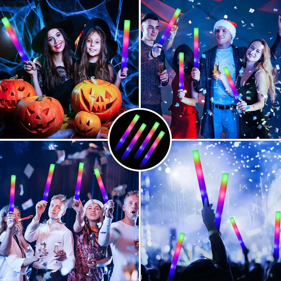 DecorBites™ led foam stick baton in rainbow colors flexible and brightly illuminated for party and event use