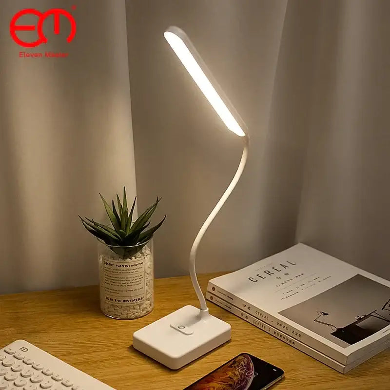 White flexible desk lamp with sleek modern design and rectangular base decorbites led foldable desk with touch dimmable light