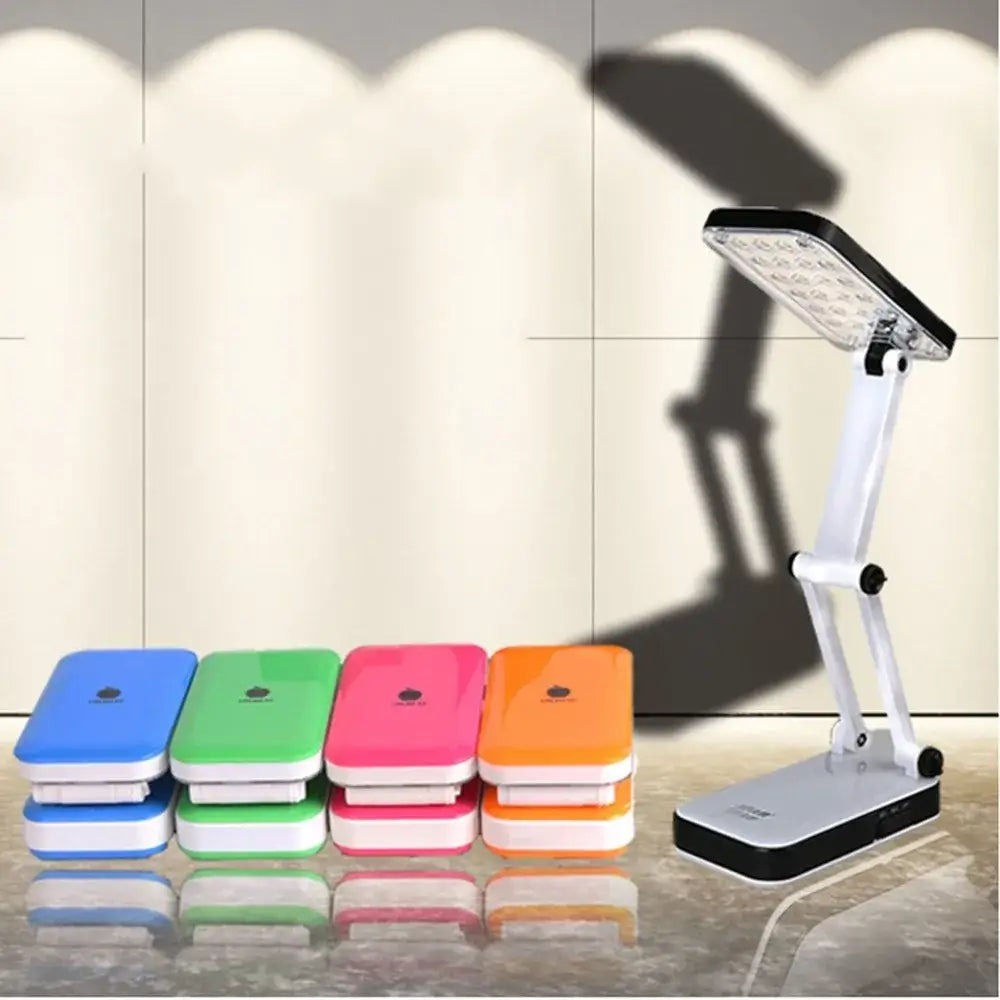White and black decorbites led folding desk lamp with adjustable flexible arm and multiple led bulbs for reading