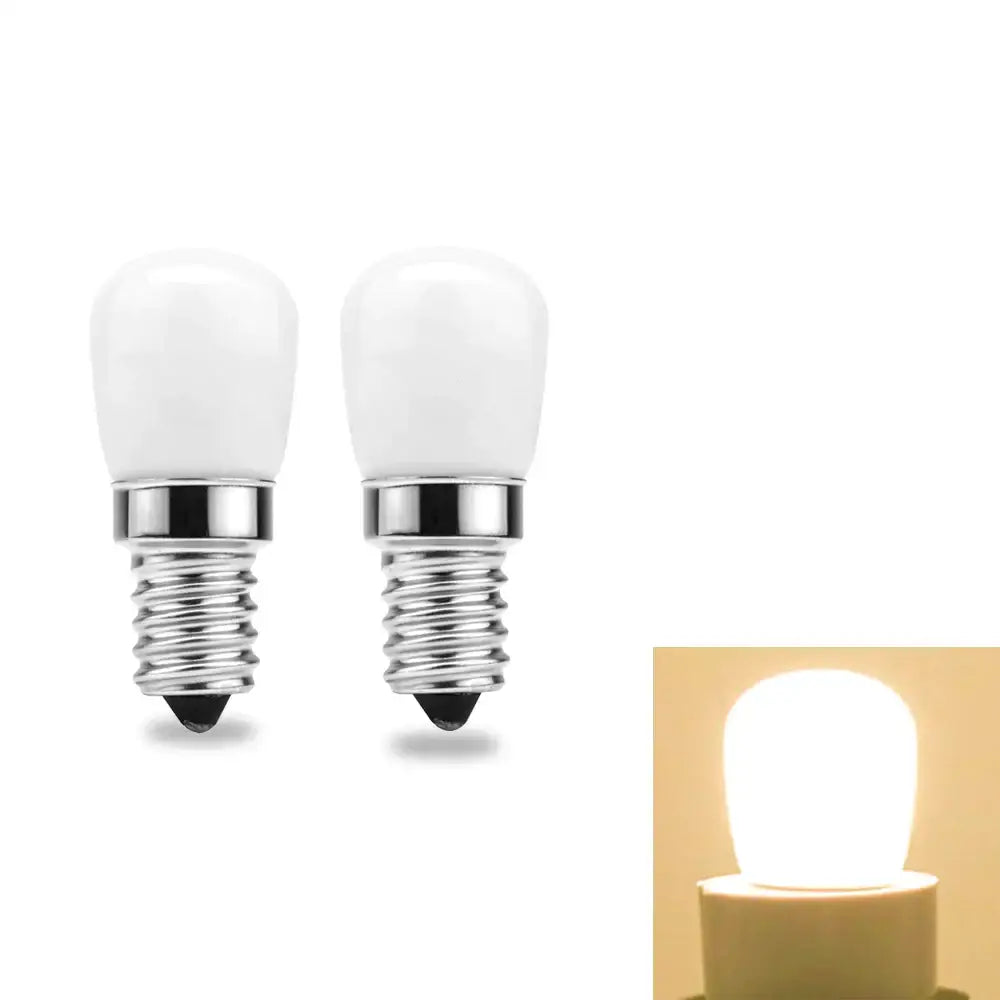 Two frosted white led fridge bulbs with chrome e14 screw base decorbites led fridge 3w 220v corn light
