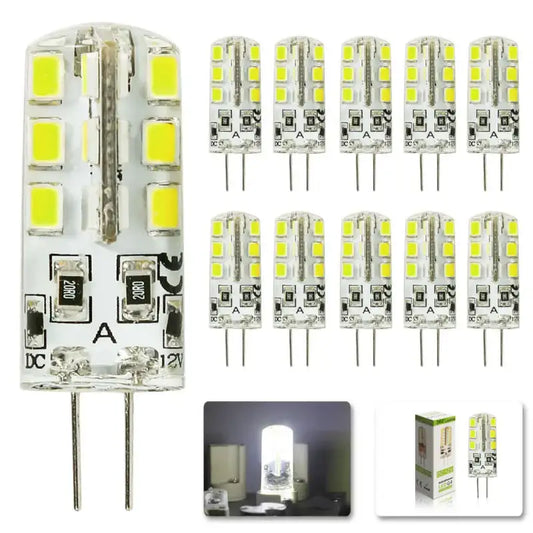 Clear glass decorbites led smd bulb with 24 yellowish diodes dc 12v metal pins 10pcs lot spotlight