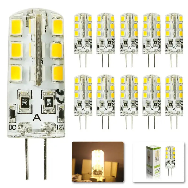 Clear glass decorbites lead g4 3w smd bulb with yellow leds and 12v dc pins in 10pcs lot for spotlight use