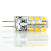 Clear glass decorbites led g4 3w bulb with multiple yellow smd 2835 diodes and metallic pins for spotlight use