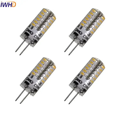 Four clear glass decorbites led g4 bulbs 3w 12v with 48 yellow smd3528 leds and bi-pin base for chandeliers