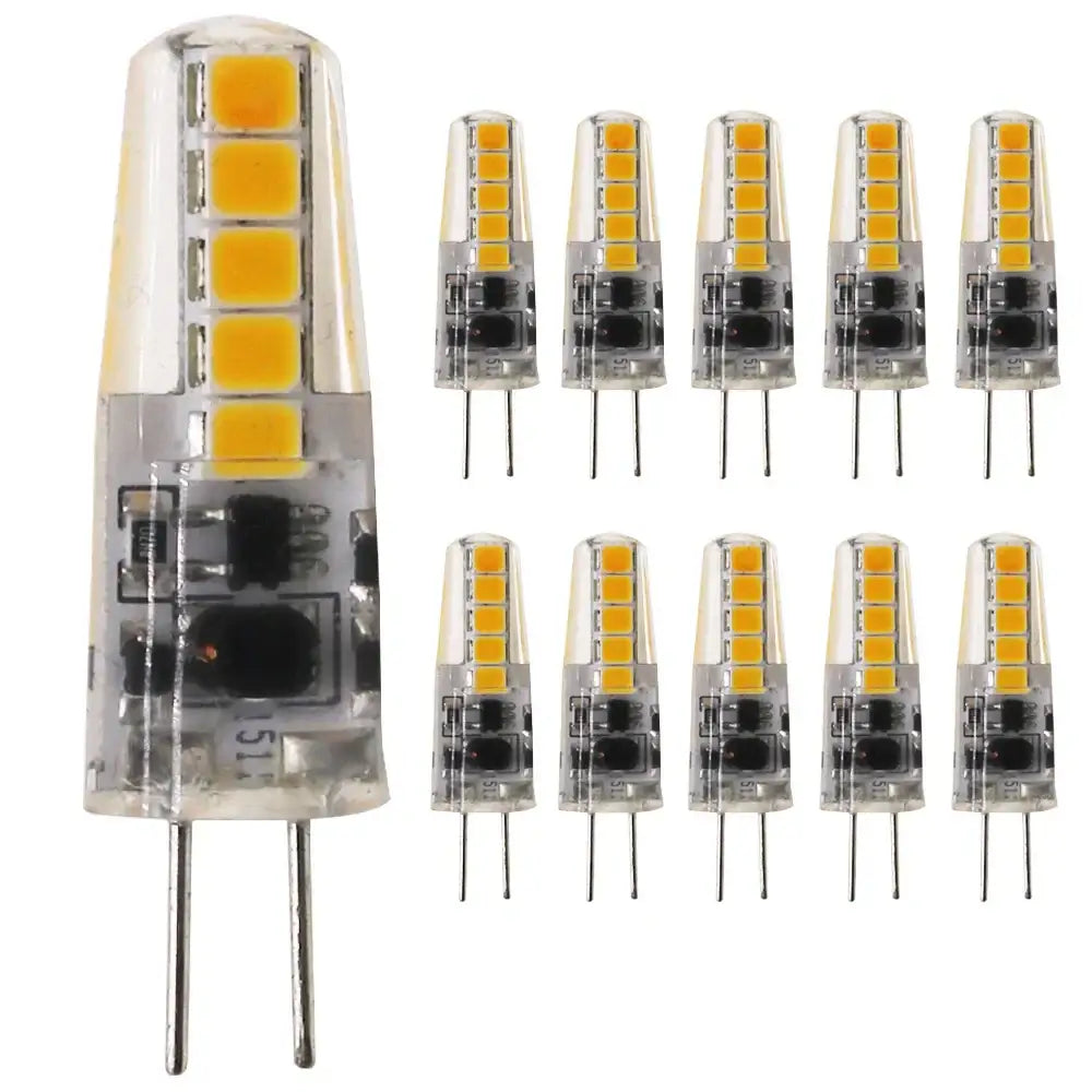 Clear glass decorbites led g4 bulb with yellow light-emitting chips and two metal pins for halogen replacement