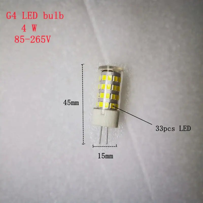 Decorbites led g4 e14 85-265v bulbs with 33 yellow leds in a white base for crystal chandeliers and floor lighting