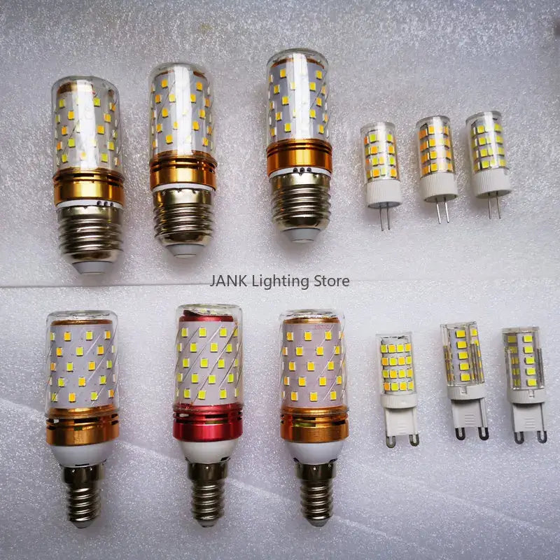 Clear glass corn-shaped decorbites led e14 85-265v bulbs with gold or red metallic bases and yellow smd leds for chandeliers