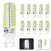 Clear glass decorbites led g9 bulb with vertical greenish yellow smd 2835 leds emitting warm white light ac230v
