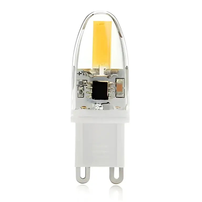 Clear glass led g9 bulbs with white base and metallic contacts decorbites led lighting solution for chandeliers replacement