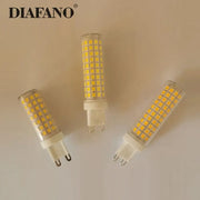 Three white decorbites led g9 bulbs with warm natural white leds inside transparent cylindrical glass casings