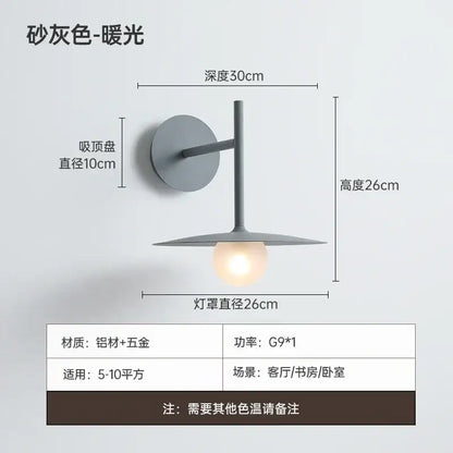 DecorBites led g9 wall lamp minimalist sand-gray metal arm with illuminated frosted glass shade for modern interiors