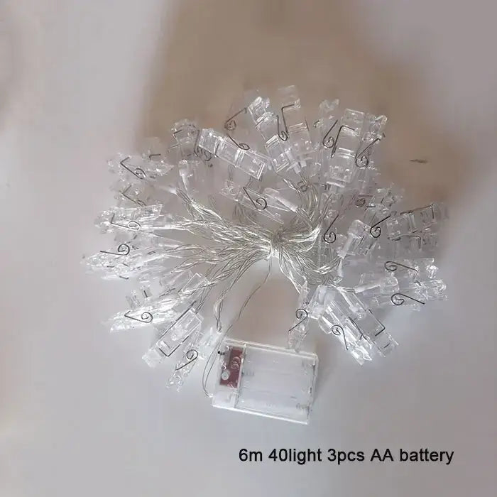Decorbites led garland photo clip string lights with clear plastic clips and transparent battery box for party decor
