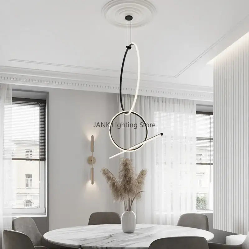 Modern black and white decorbites led geometric pendant light with sleek minimalist design for living room decor