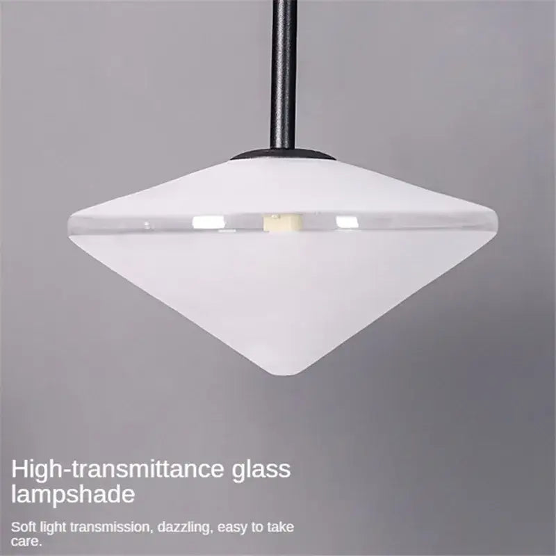 DecorBites™ LED glass art wall lamp with sleek diamond-shaped high-transmittance frosted white glass lampshade