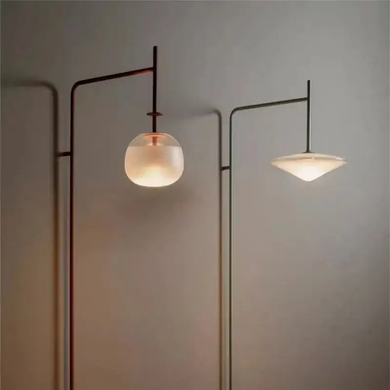DecorBites™ LED glass art wall lamp with black metal arms and frosted glass shades for living room and studio lighting