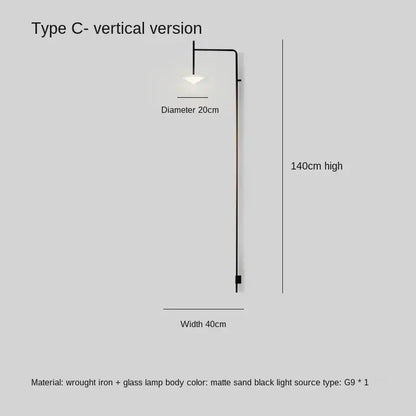 Matte sand black decorbites led glass art wall lamp with wrought iron frame and 20cm light for living room and studio