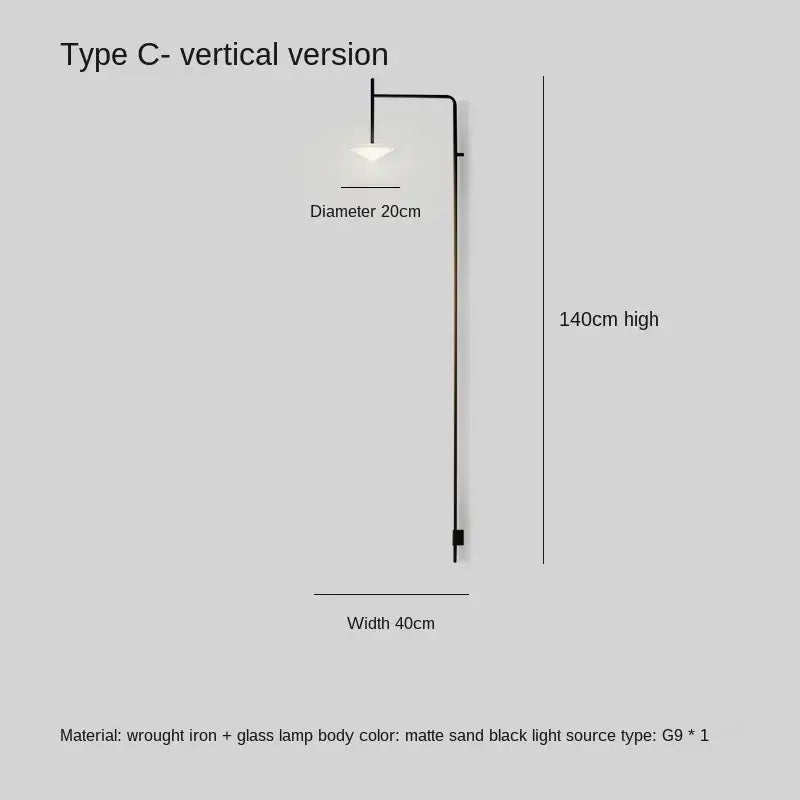 Matte sand black decorbites led glass art wall lamp with wrought iron frame and 20cm light for living room and studio