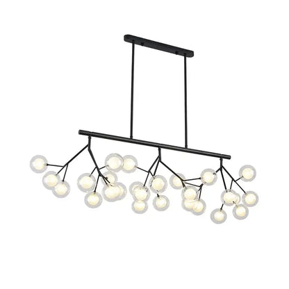 Black metal DecorBites LED glass ball branch chandelier with multiple clear glass globe bulbs in a modern design