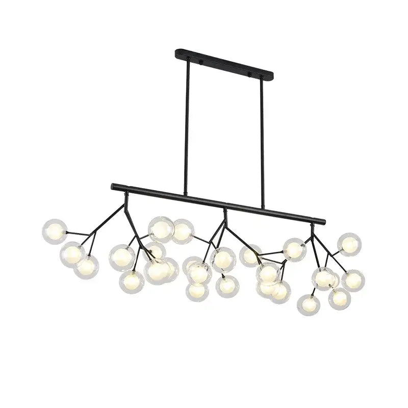 Black metal DecorBites LED glass ball branch chandelier with multiple clear glass globe bulbs in a modern design