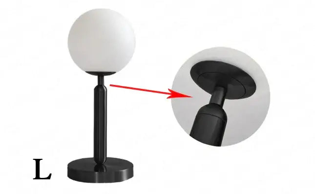 Black spherical decorbites led glass ball table lamp with matte finish and circular base for luxury home decor