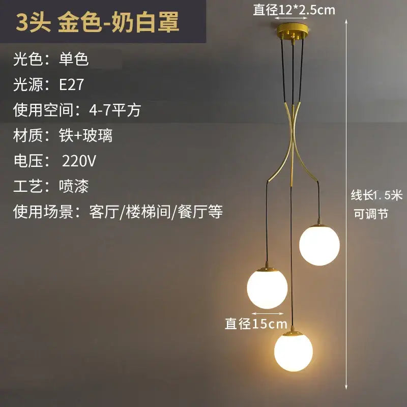 Decorbites led glass ball chandelier ceiling light with gold metal finish and frosted white glass bulbs for living room decor