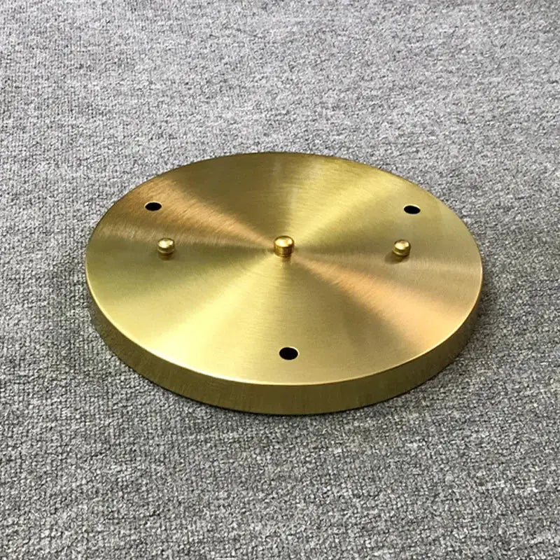 Brass circular ceiling light fixture with four mounting holes and central screw for decorbites led glass ball chandelier