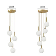 Gold-toned DecorBites LED glass ball chandelier with five frosted glass globes for home dining and hotel decor