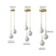 Decorbites led glass ball chandelier features modern minimalist pendant lights with white frosted glass spheres and gold fixtures