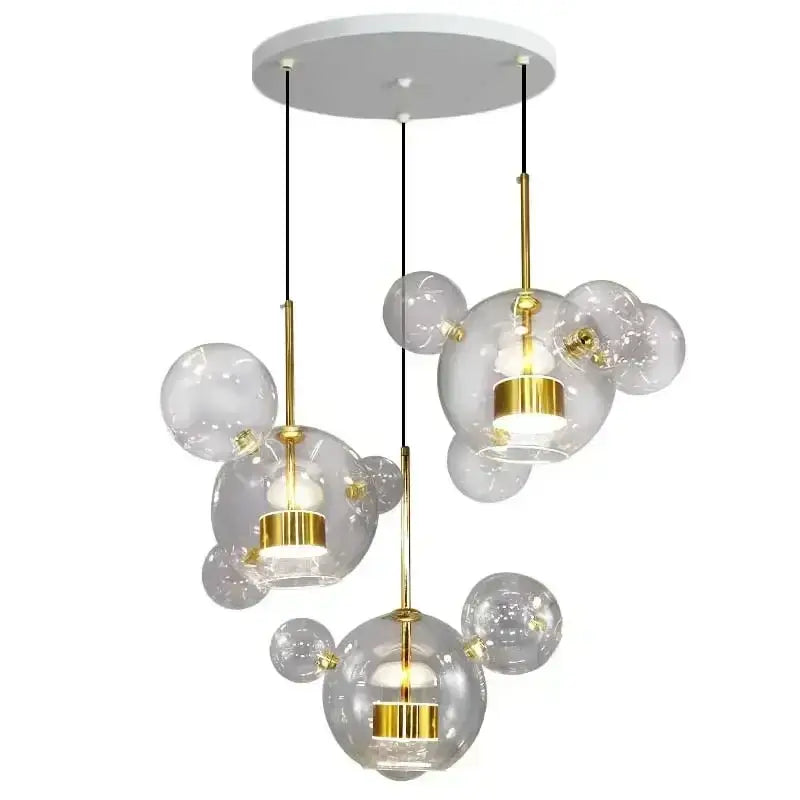 Modern glass bubble chandelier with gold-toned metal accents and clear bulbs from decorbites led glass pendant lights collection