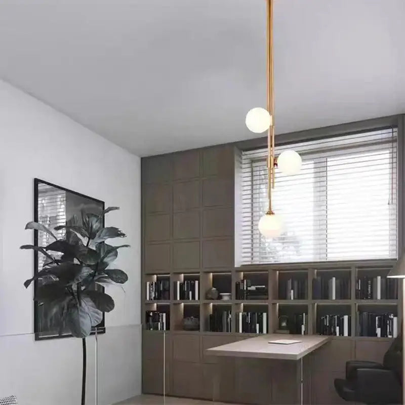 Decorbites led glass ball pendant light brass luminaire with three frosted glass bulbs for elegant home decor