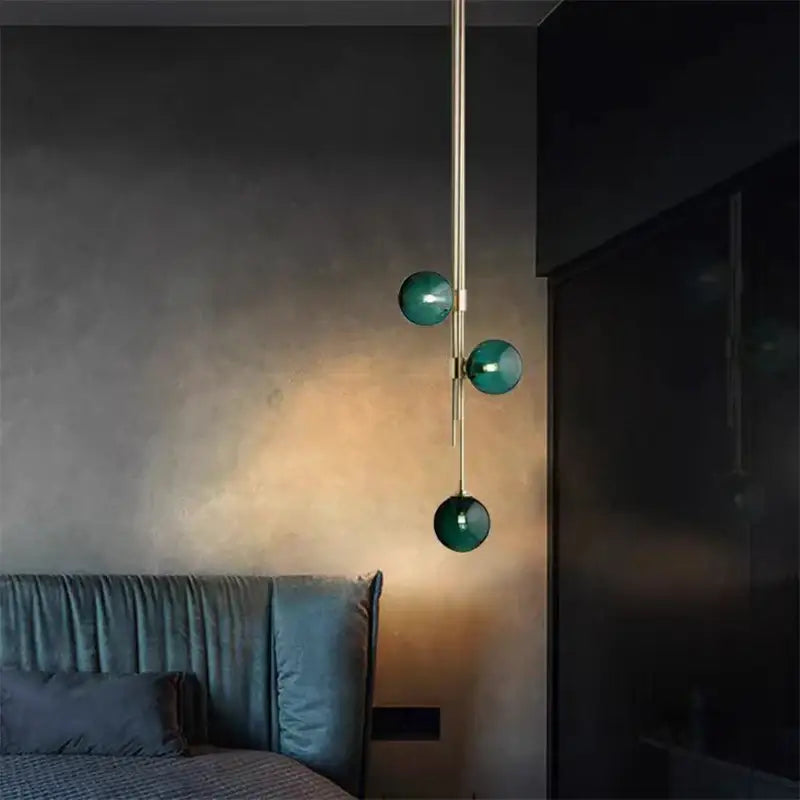 Modern teal glass ball pendant light with sleek brass finish decorbites led glass for elegant home decor lighting