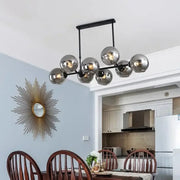 Modern black metal pendant light with reflective chrome spheres decorbites led glass ball chandelier for dining room