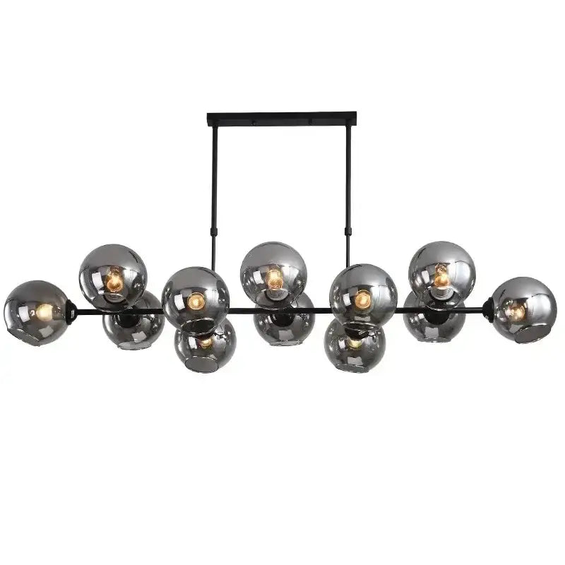 Black metal DecorBites led glass pendant light with multiple spherical led glass ball shades for dining and kitchen decor