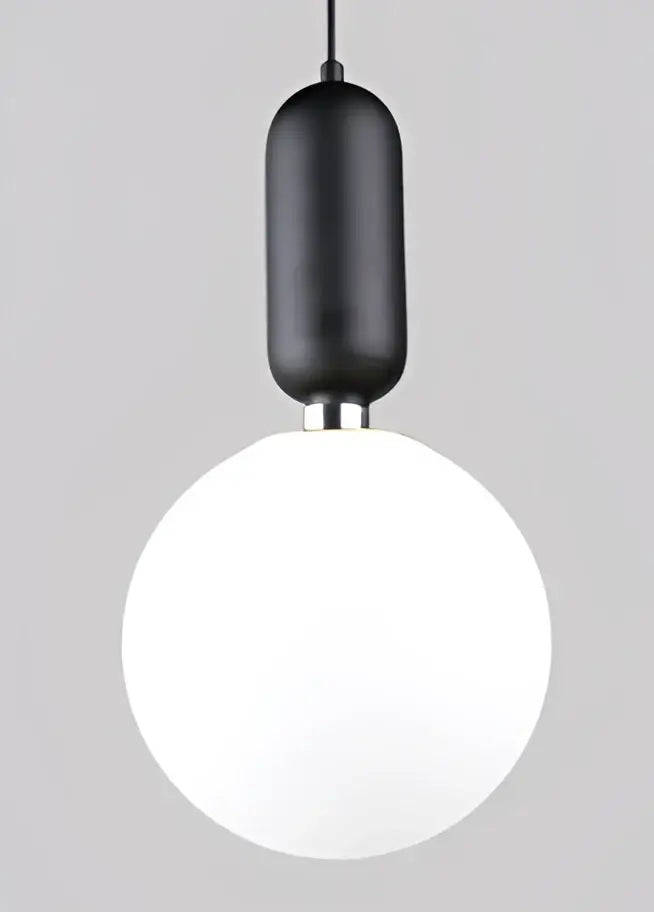 Black cylindrical pendant lights with frosted white glass globe decorbites led glass ball for home decor lighting